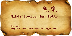 Mihálovits Henrietta névjegykártya